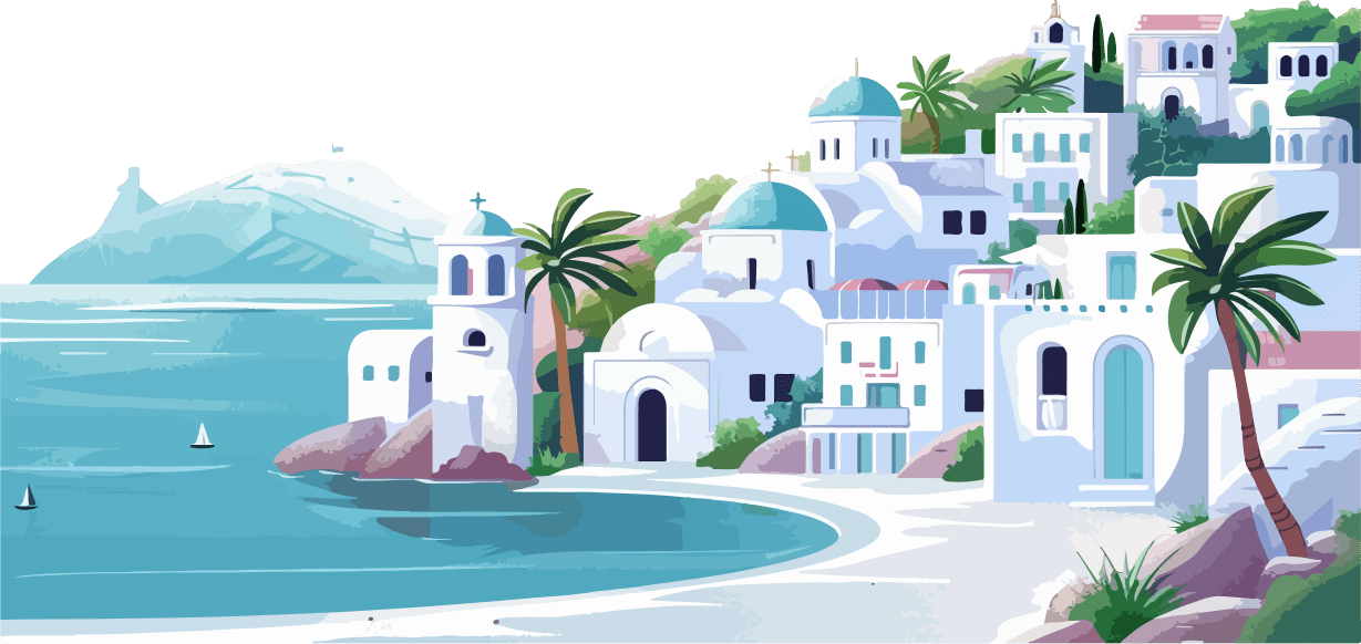 painting representing an aegean island